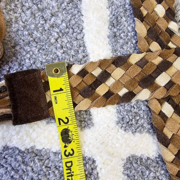 NWT New York & Co Boho Multi Brown Leather Braided Belt with Fringe Size M/L - Picture 5 of 7